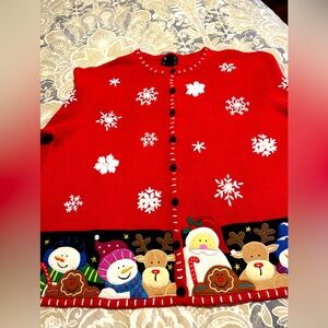 Beautiful Holiday appliquéd cardigan sweater